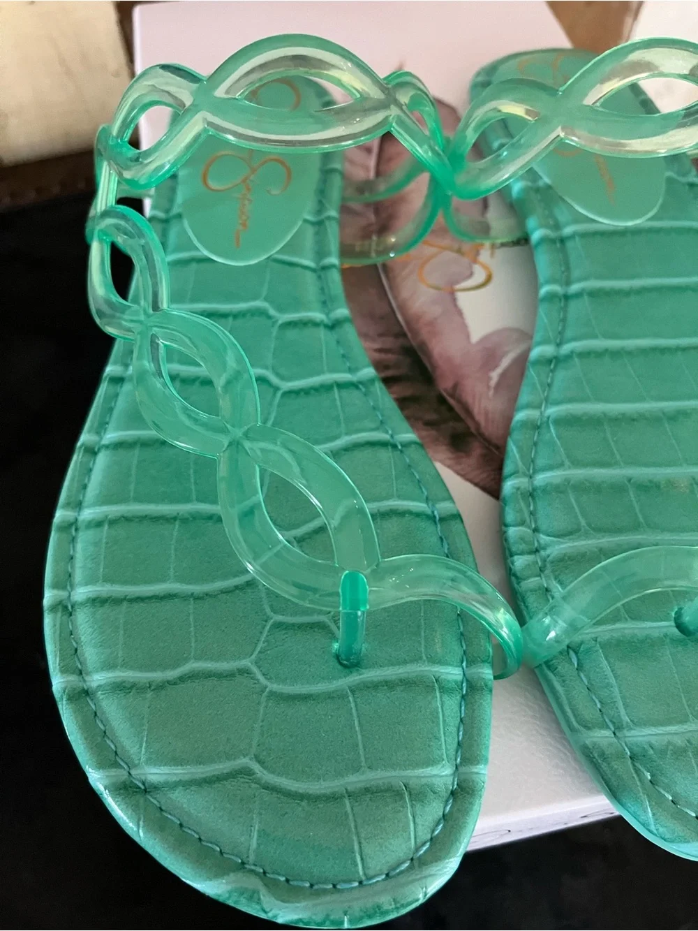 Jessica Simpson Aloni Jelly sandals in summer seafoam